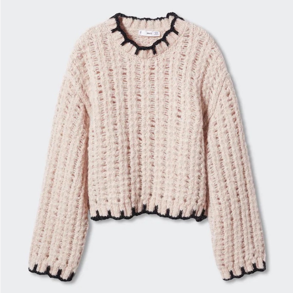 Mango MNG | Contrast Trim Wool Blend Sweater
